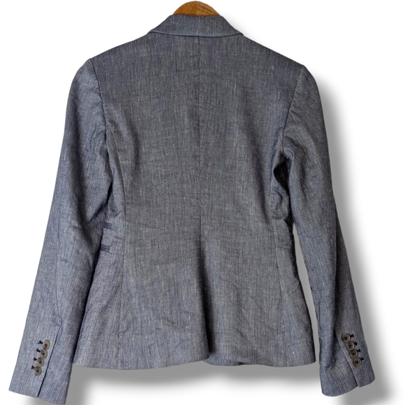 Express Linen Blend Chambray Denim-Like Office Layering Blue Blazer: Women's 0 - Picture 5 of 9